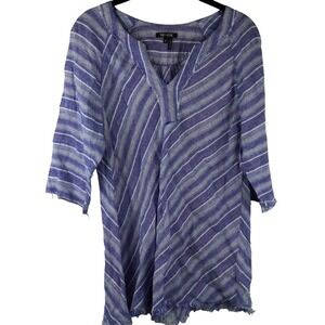 Nic+Zoe Womens Striped Linen Blend Tunic Top Medium‎